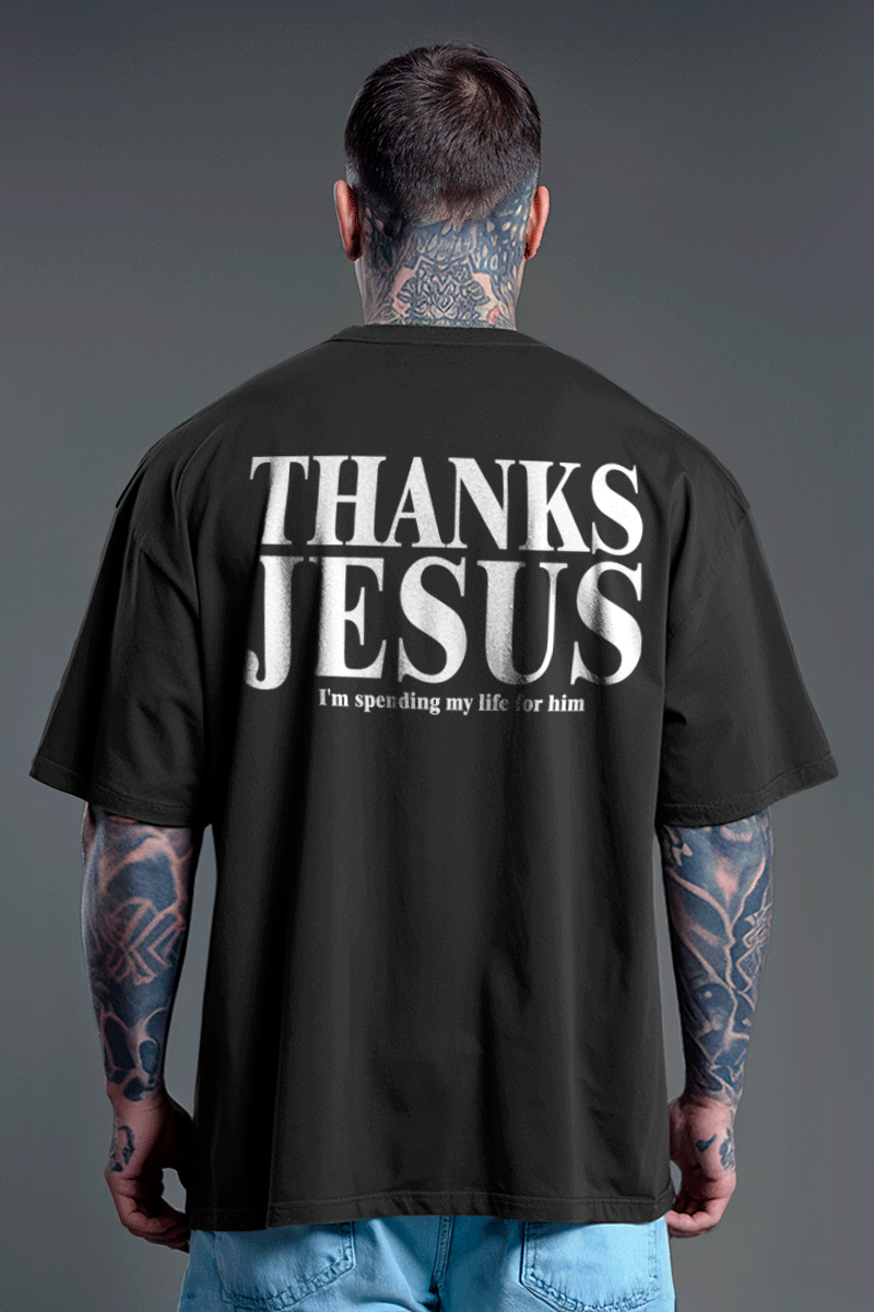 Camiseta Oversized Black Thanks Jesus